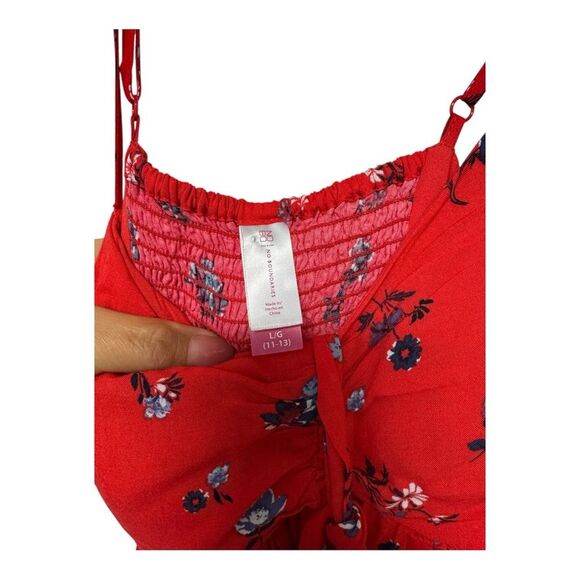 No Boundaries Floral Red Spaghetti Strap Tank Top Large - Picture 8 of 9